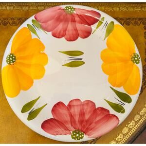 Roma Inc. 10" Plate Made in Italy, Vintage, Hand Painted, Bold Floral Pattern